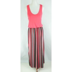 Bobbie Brooks Pink Striped Maxi Dress Sz Medium